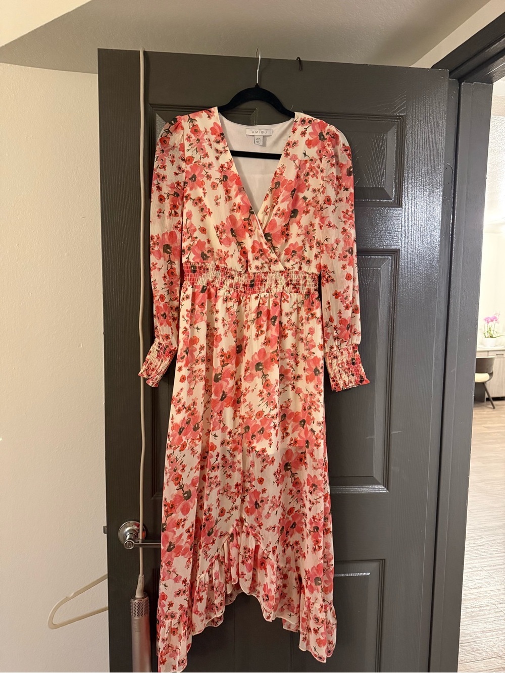 Floral Pink Wrap Midi Dress